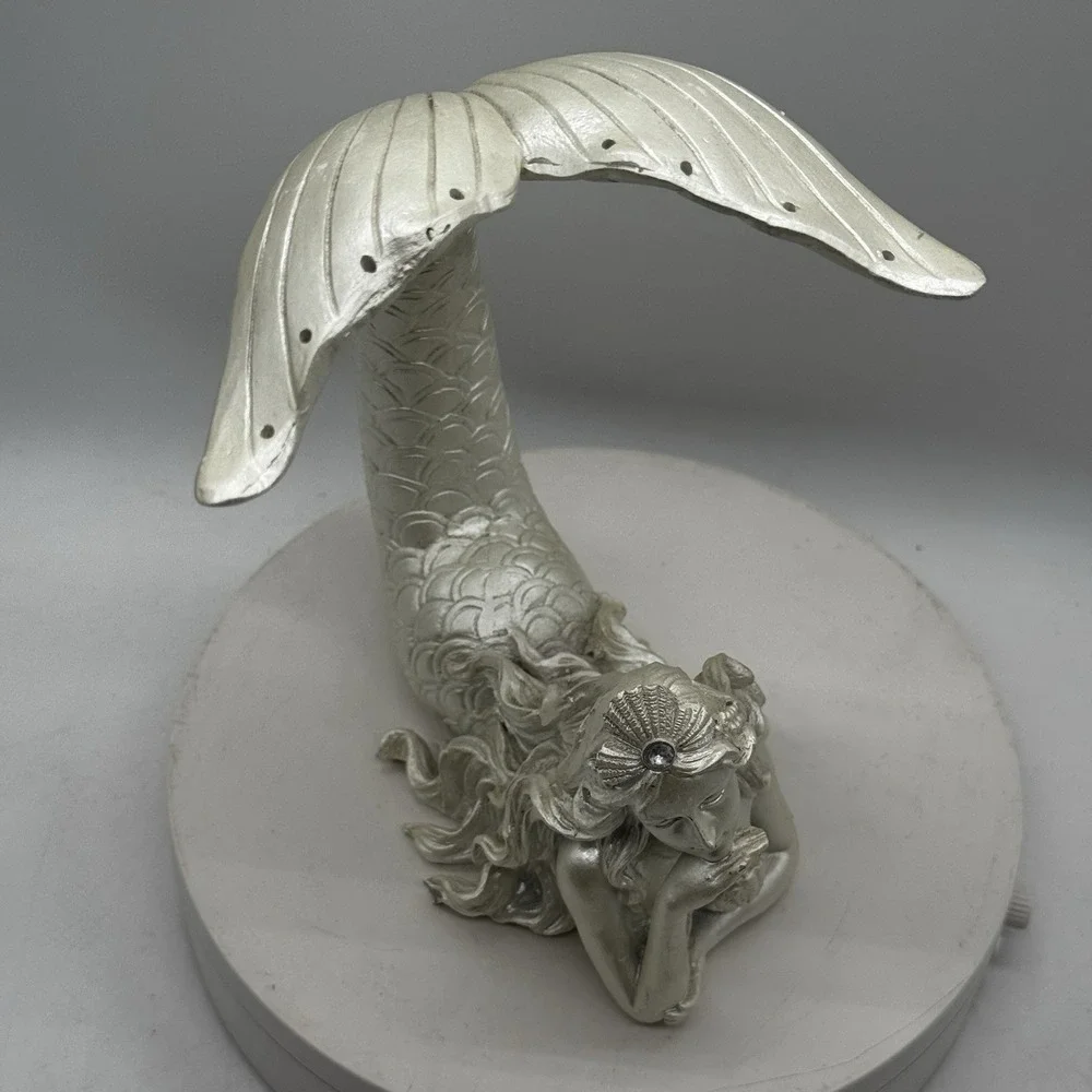 Mermaid Earring Holder Vanity Display Pearl Opalescent Nautical Fantasy Fin Tail